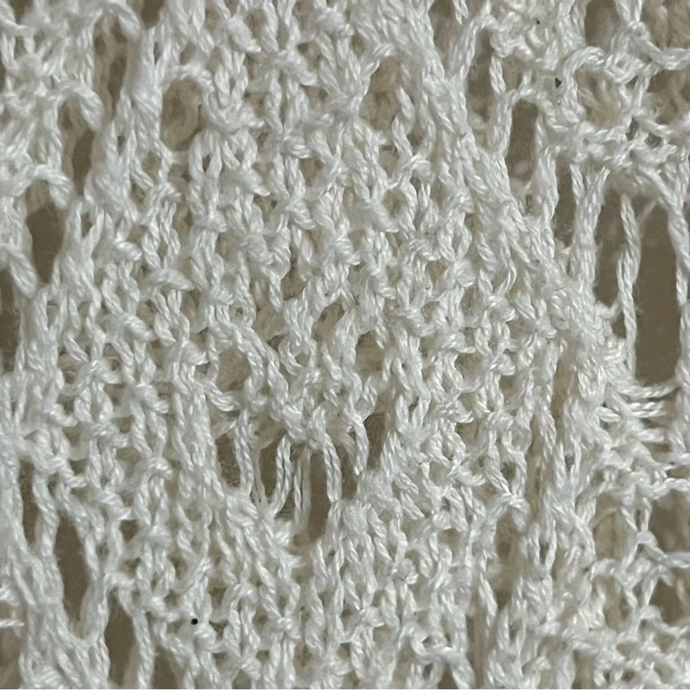 Mossimo Supply Co Cream Open Knit Crochet Cotton Sweater Large L/G‎ Cream White